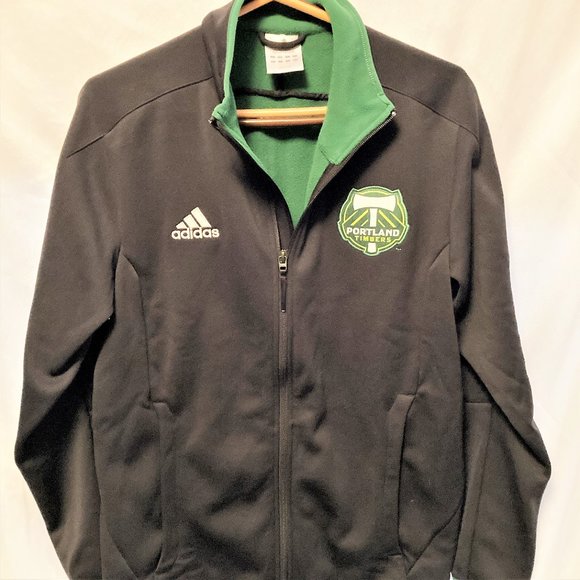 NEW Soccer Jacket Portland Timbers Adidas Fleece M Black Green Discount Shipping - Picture 1 of 3